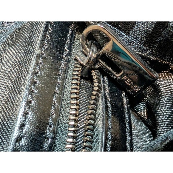 Vintage Fendi Zucca Baguette ShoulderCanvas Baguette Bag Black